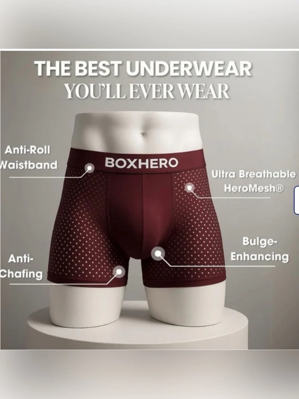 NWOT Pack of 10 BoxHero boxers, Black Red Blue Grey Maroon Size Large
