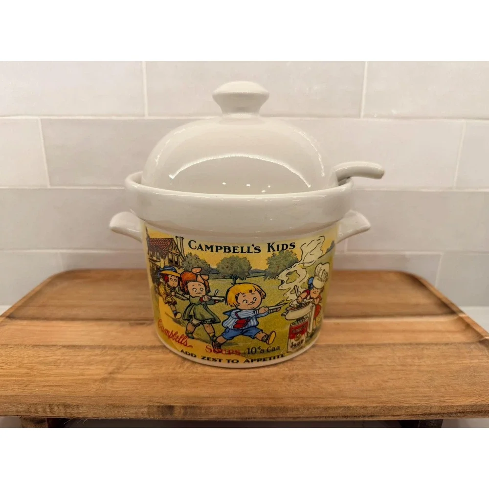 Vintage 1996 Campbell's‎ Kids Soup Tureen with Lid and Ladle Advertising