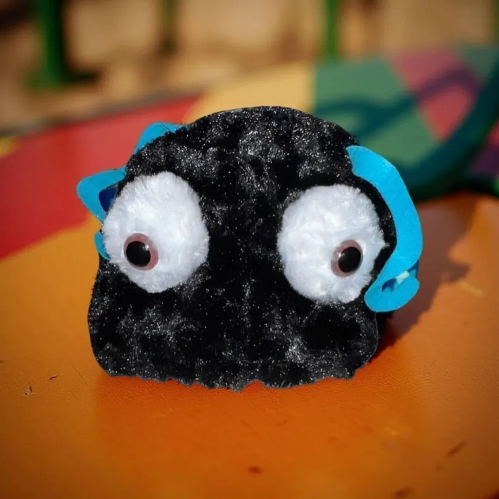 Infant Black Googly Eyes Plush Chin Strap Winter Hat