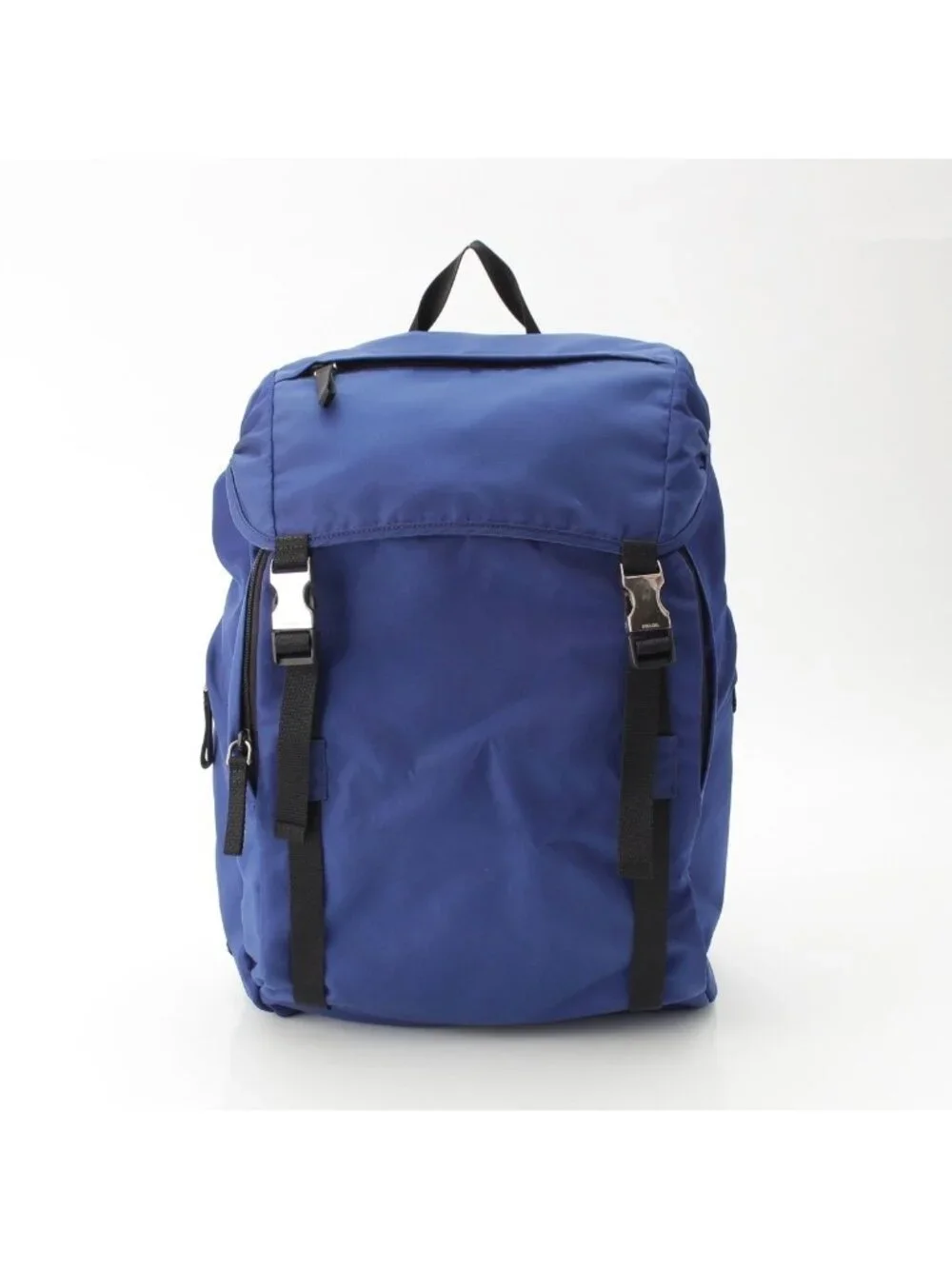 Prada Nylon Triangle Logo Backpack Blue