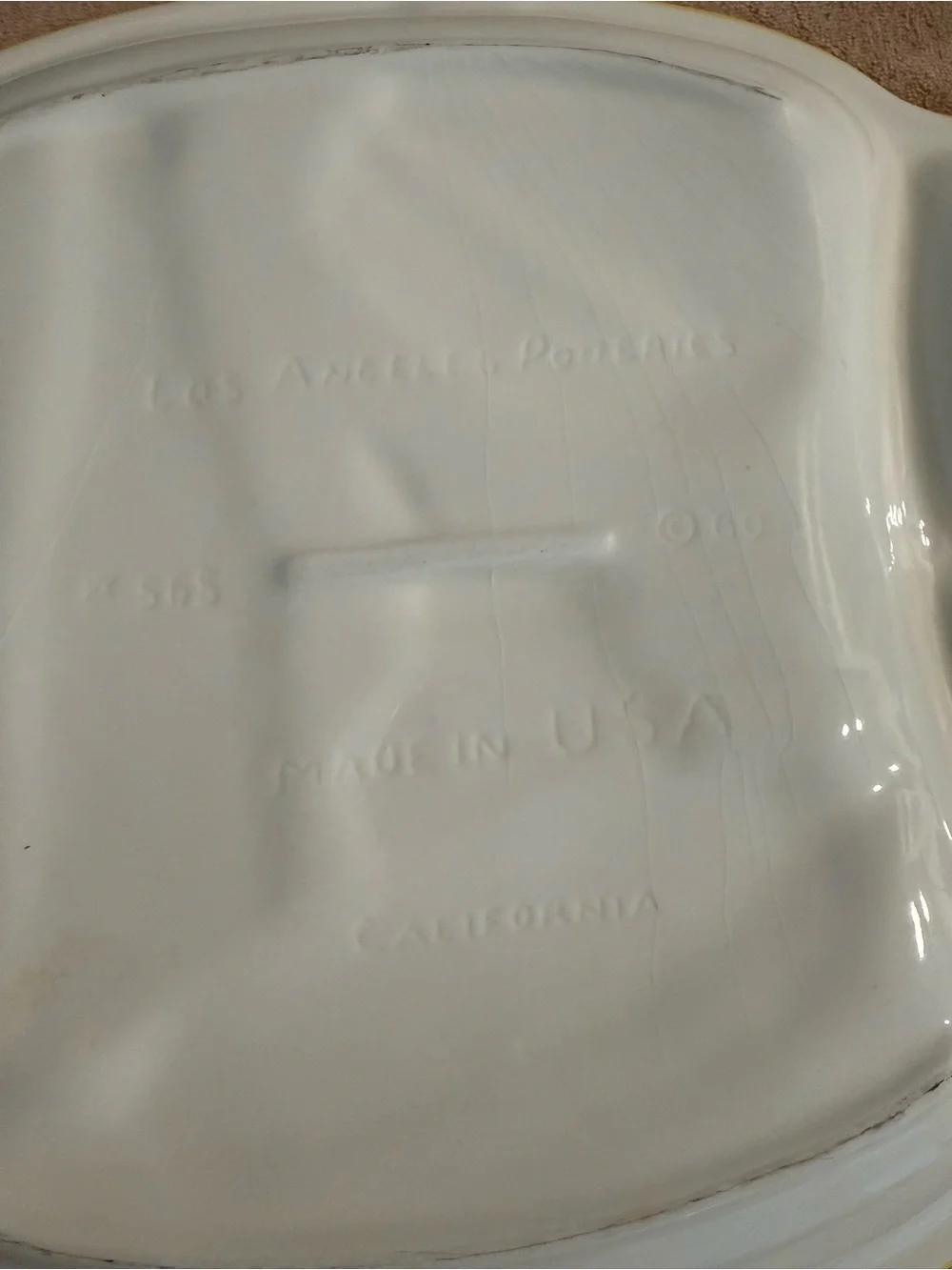 Hand-Painted Ceramic Divided Serving Platter in White with Multicolor Food Motif