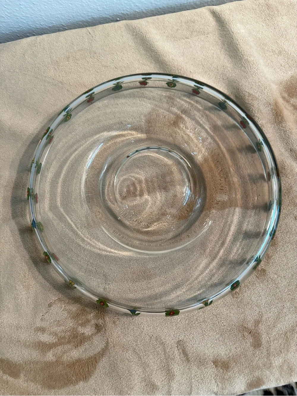 Glass Divided Server with Colorful Floral Motif
