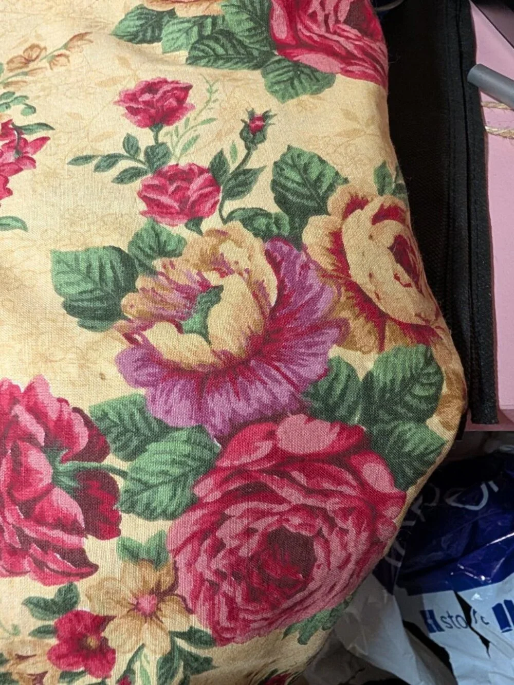 Floral Patterned Fabric with Roses Design - 6.5 Yards