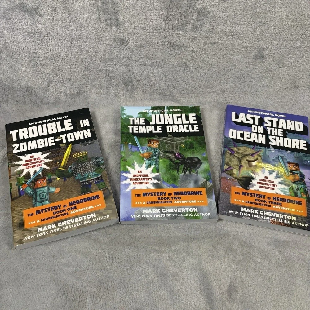 Minecraft Mystery of Herobrine Books‎ 1-3 Lot Mark Cheverton Paperback Set