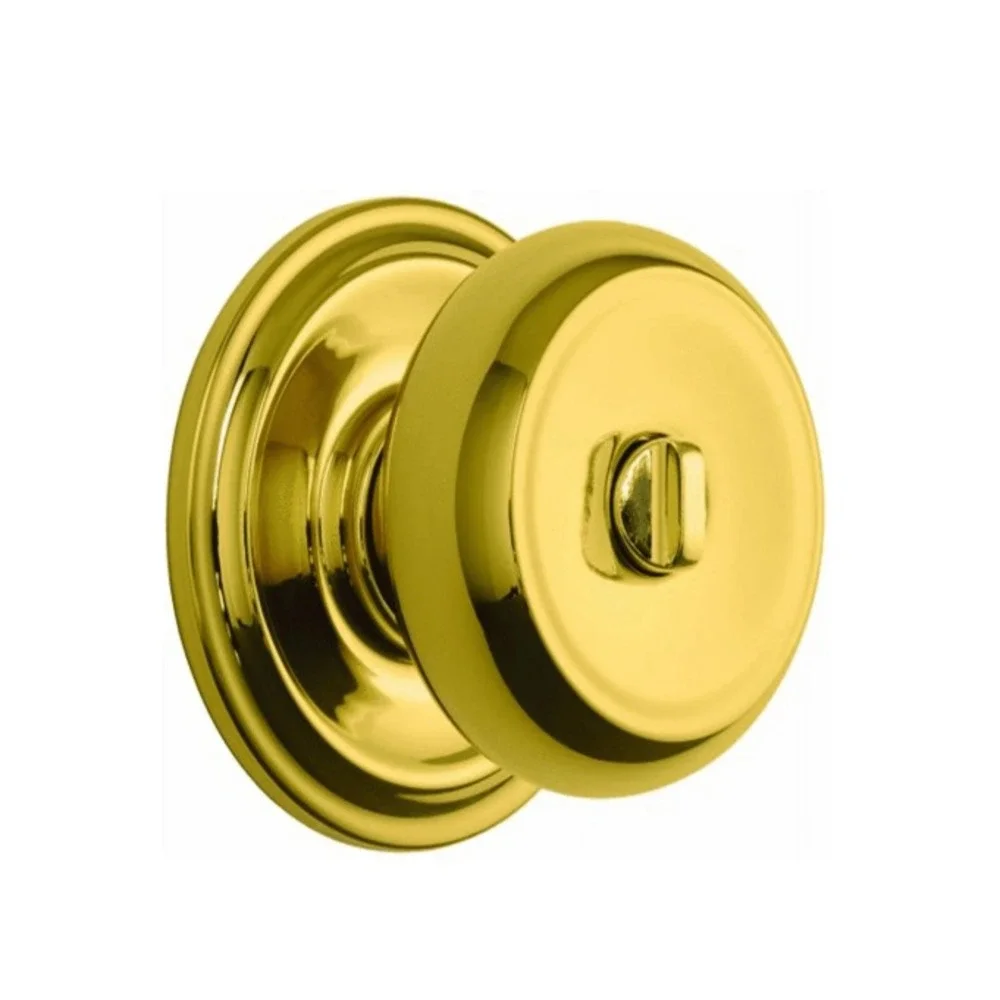 Brinks Stafford Style Polished Brass‎ Interior Locking Push Pull Rotate Knob