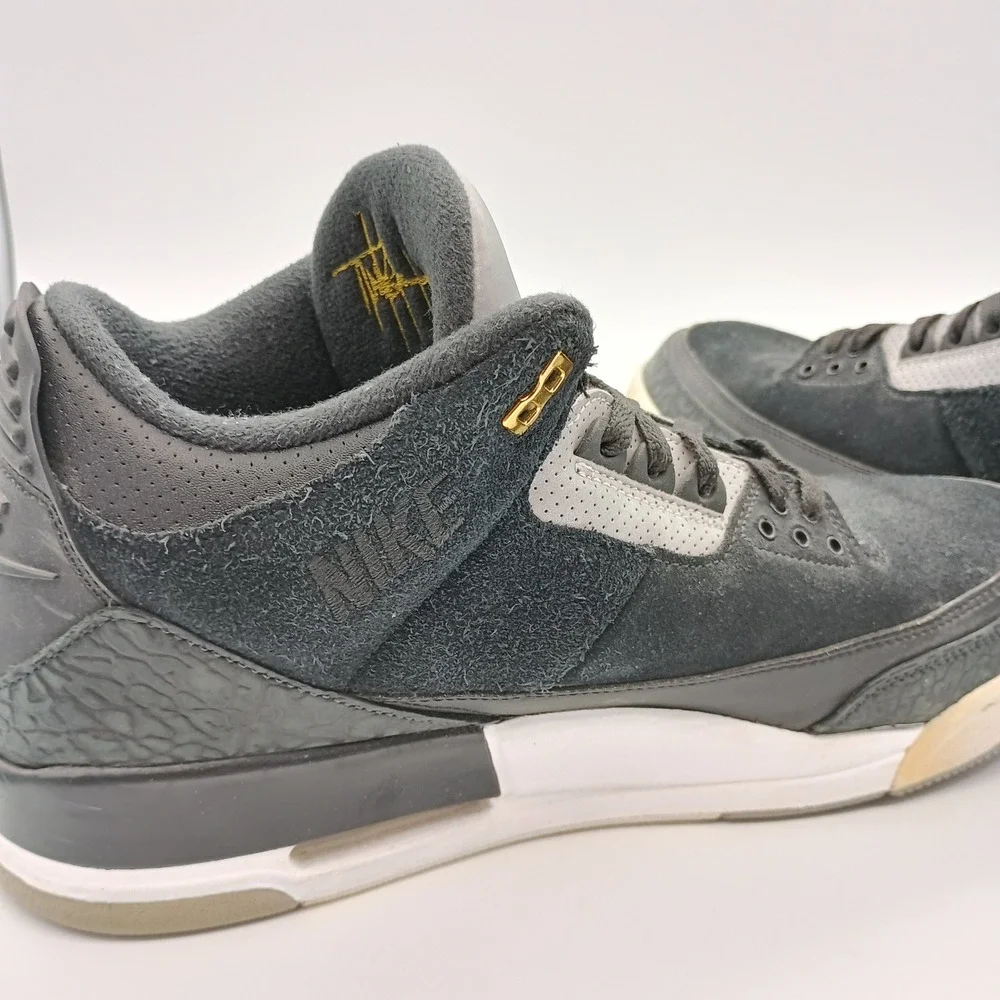 Air Jordan 3 Retro Tinker Black Cement Mens 12 Black‎ Gray Gold Sneakers
