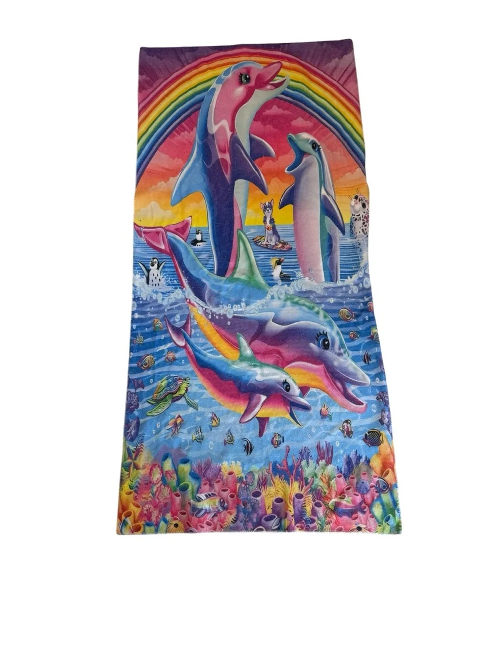 Vintage Y2K Lisa Frank Dolphin Inspired Beach Towel