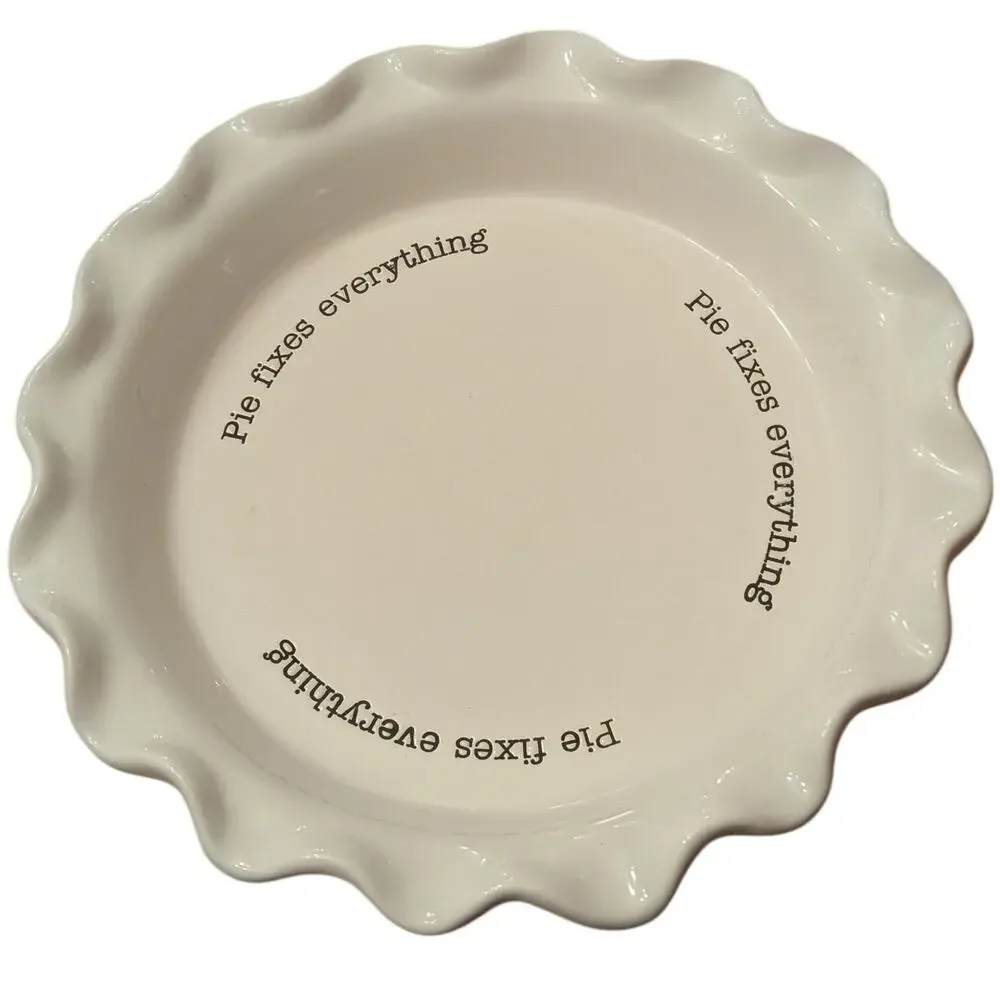 Mud Pie Pie Fixes Everything Fluted Ceramic Pie Plate 11 in.