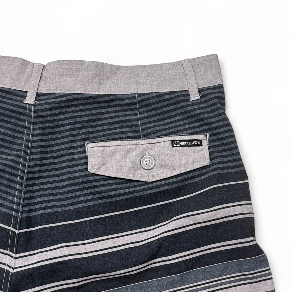 OP OPFLEX Mens 36 Striped Swim Trunks Shorts 4 Way‎ Stretch Charcoal Gray Board