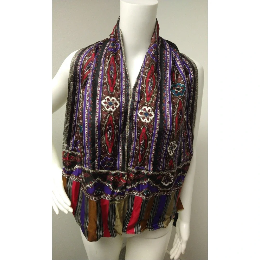 Linda Allard for ELLEN TRACY Rectangle Silk SCARF 11