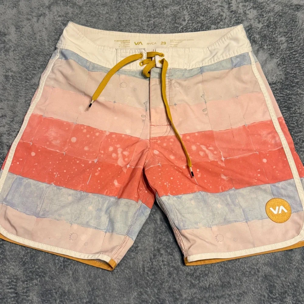 RVCA Mens Board Shorts Performance Stretch Colorful Striped‎ Size 29