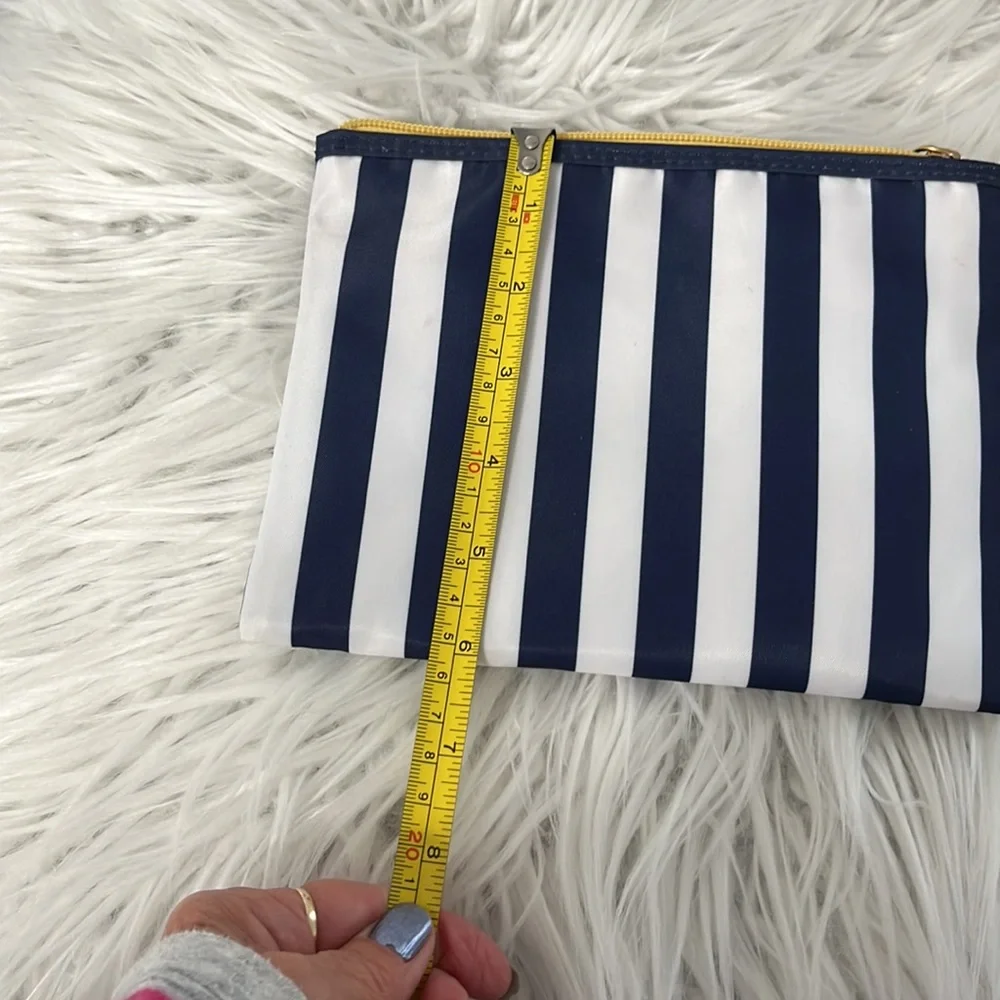 Saks Fifth Avenue blue and white striped makeup bag