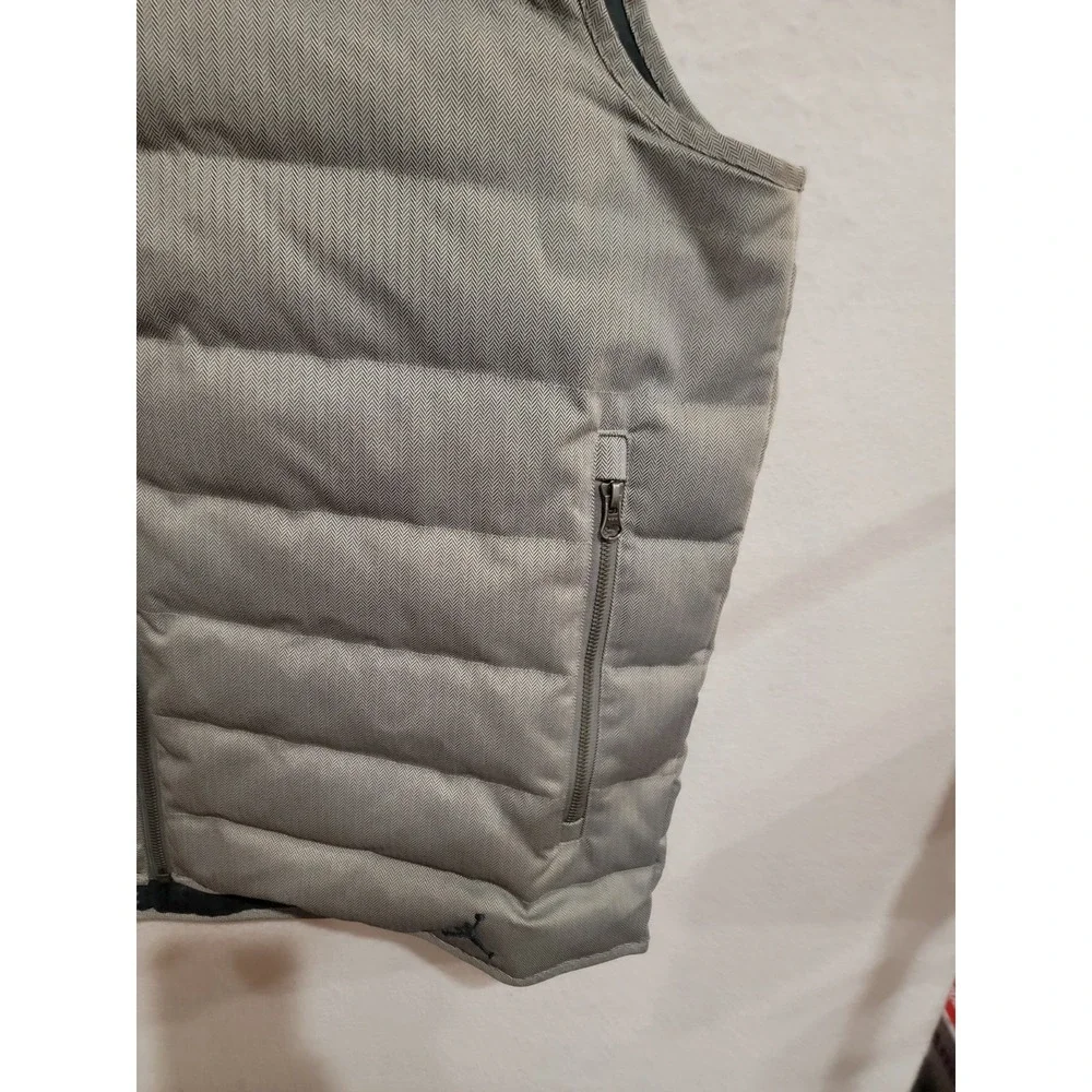 Jordan‎ Brand Nike Men's XL Grey Goose Down Puffer Vest Herringbone 424087-059