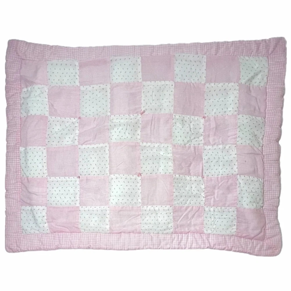 Vintage Quilt Patchwork Handmade Hand Crafted Cottage Core Flowers Pink White