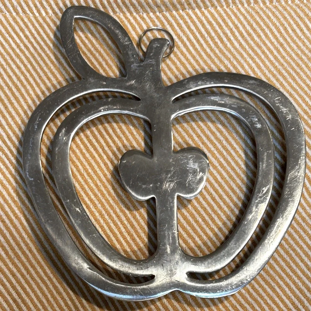 Vintage Silver Apple Trivet Ready to Hang 1980s