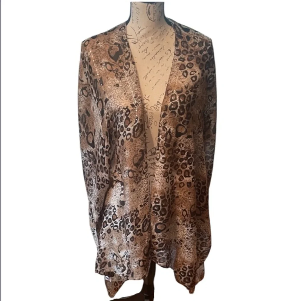 1215. Jessica McClintock Animal Print Kimono/Bathing Suit Cover Up.