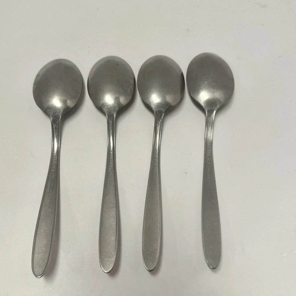 7 Flatware Sears Roebuck Wood Dale Stainless Sunflower 4 Tablespoons 3 Teaspoons
