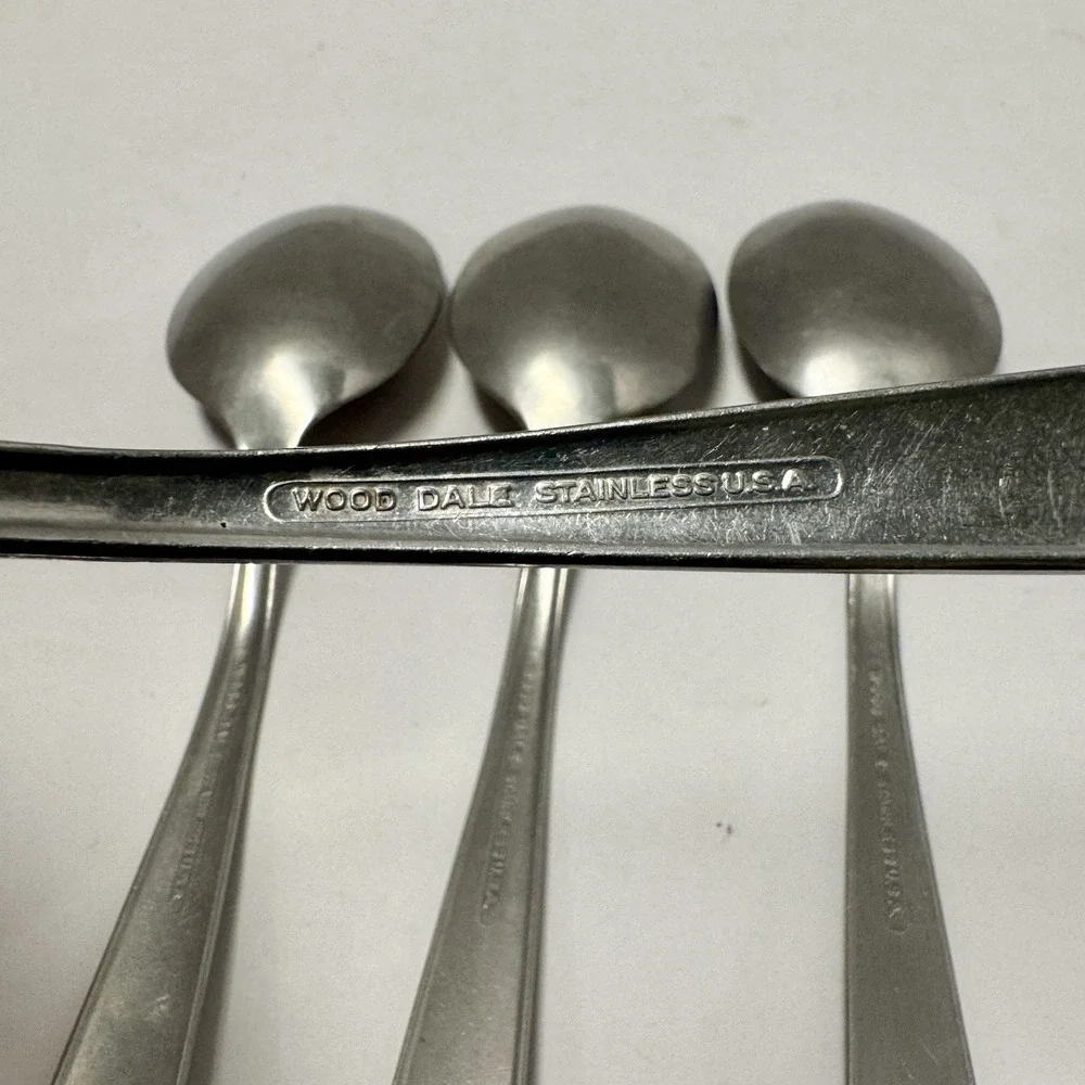 7 Flatware Sears Roebuck Wood Dale Stainless Sunflower 4 Tablespoons 3 Teaspoons