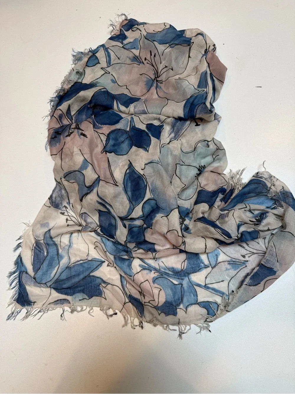Floral Lightweight Blue & Pink Women's Scarf