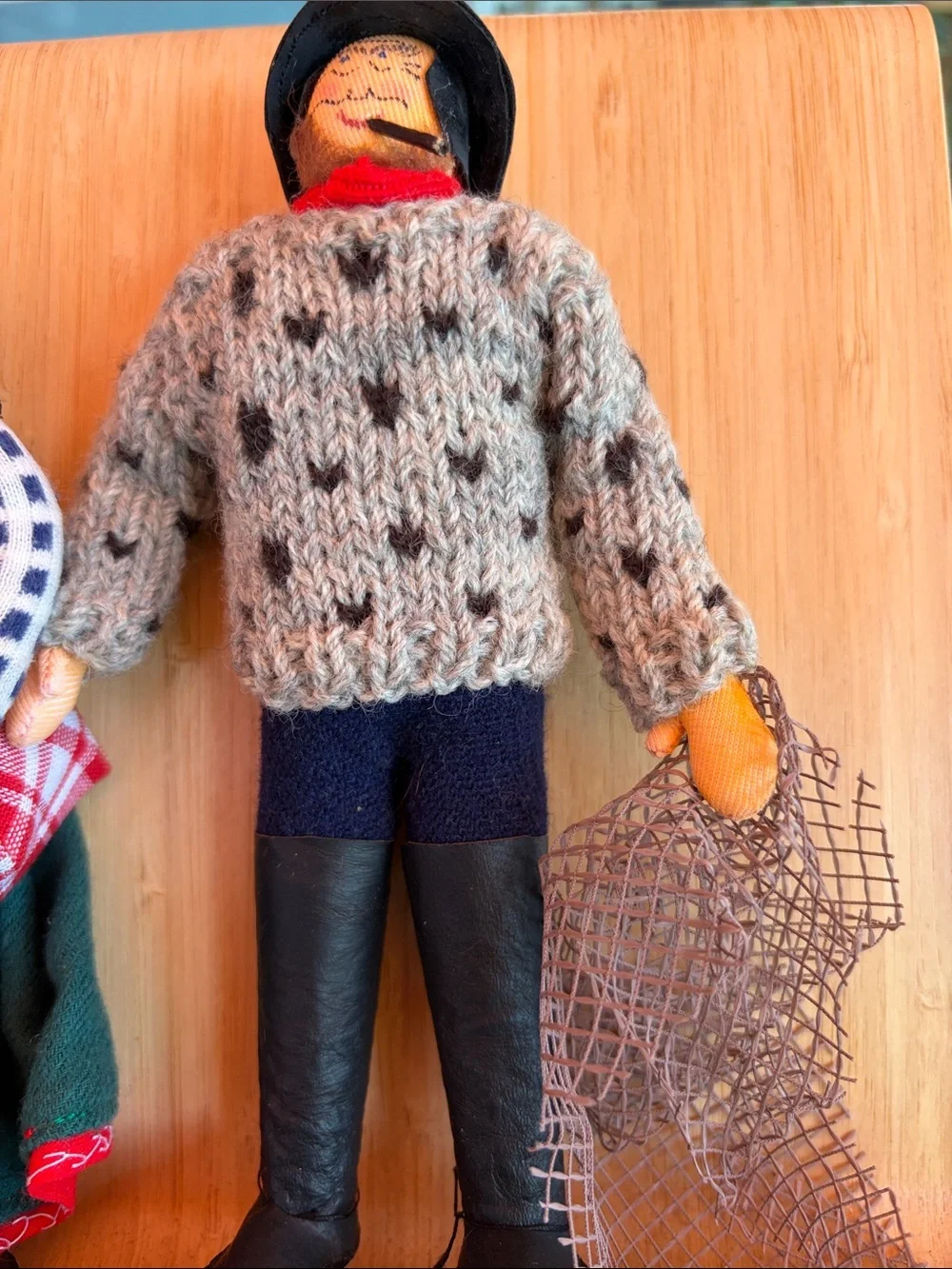 Handmade Folk Dolls — Red, Green & Black Traditional Outfits