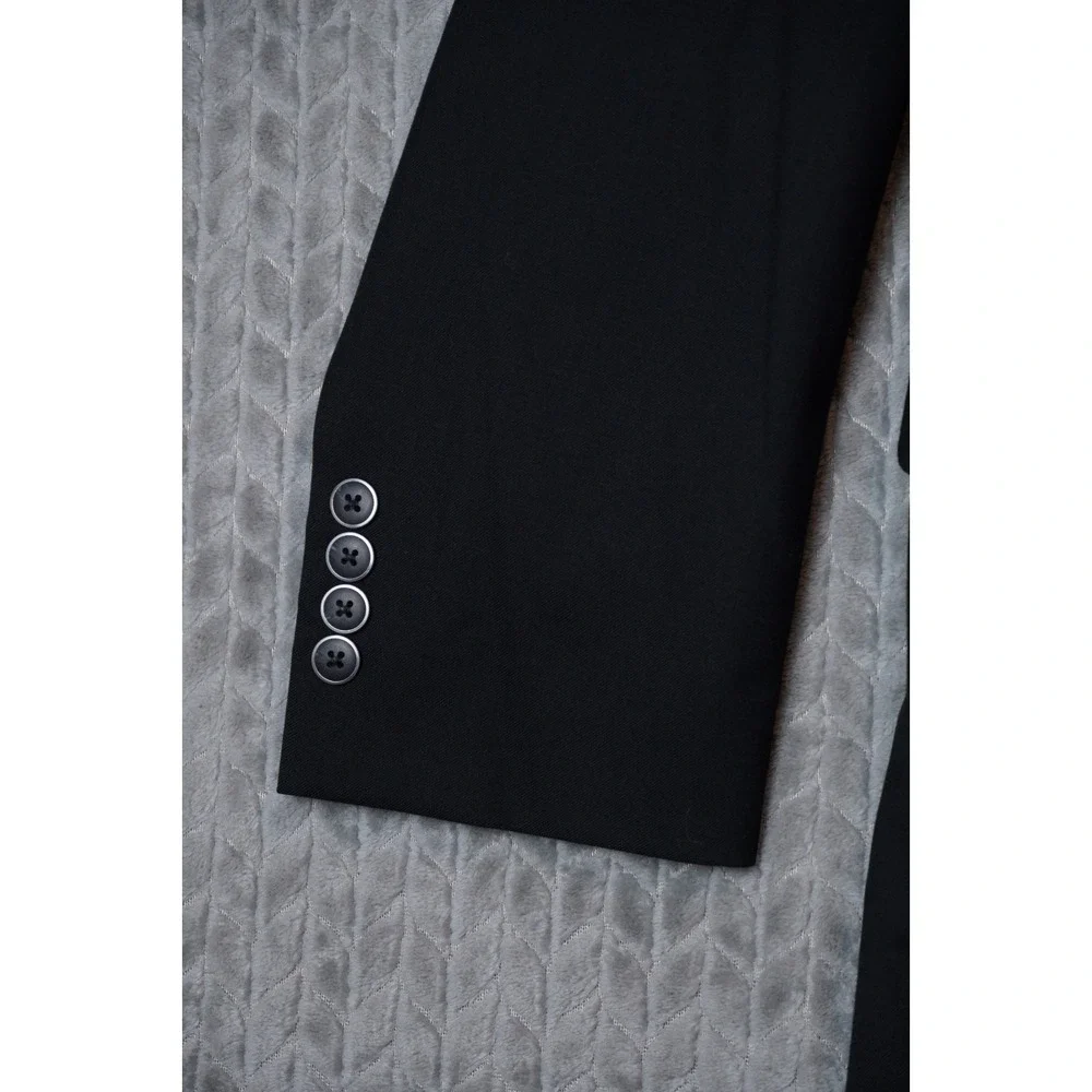 Pronto Uomo Platinum Mens Blazer Size 35S Short Black Wool Blend Jacket Coat NWT