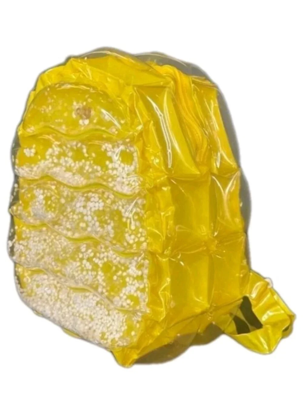 NWT Yellow Clear Inflatable Bubble Backpack With White Confetti y2k vintage vibe