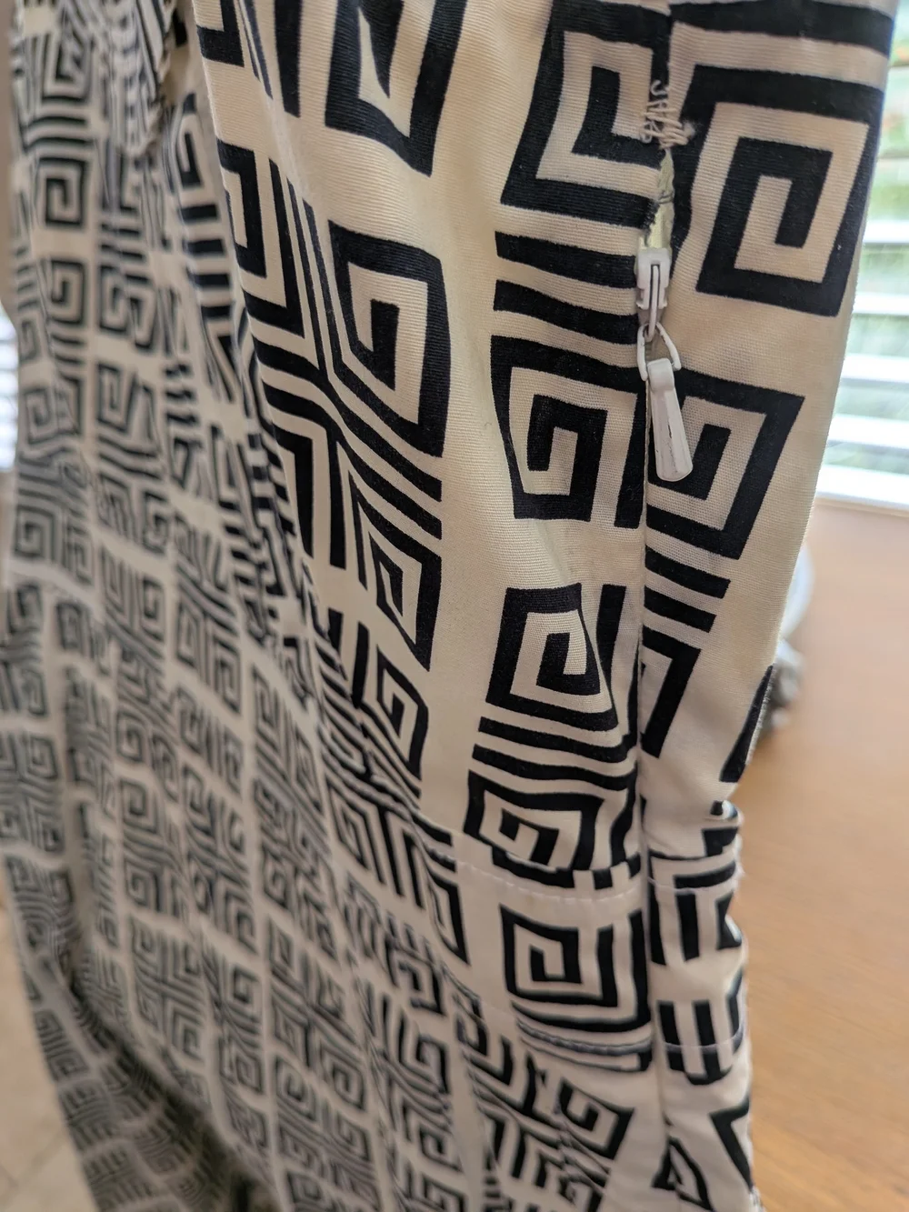 Tory Burch Navy and Cream Geometric Sleeveless Cotton Dress