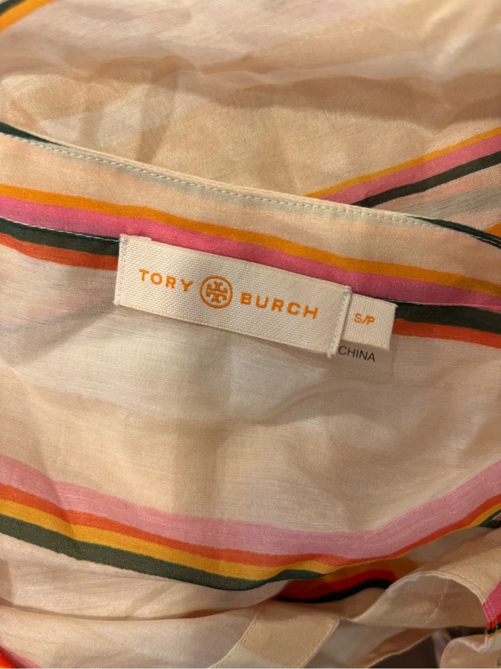 Tory Burch Canyon Stripe Silk Blend Midi Caftan Dress size small