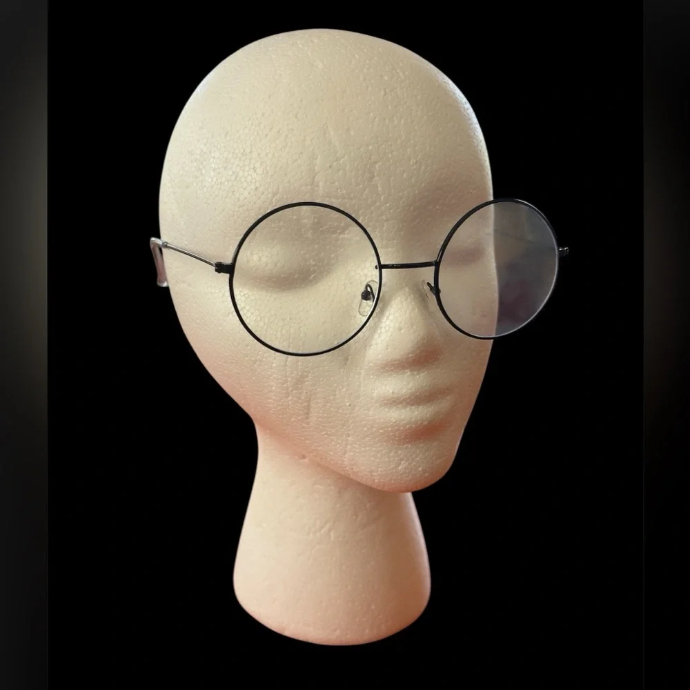 Oversized Black metal frame clear lens blue light blocking glasses
