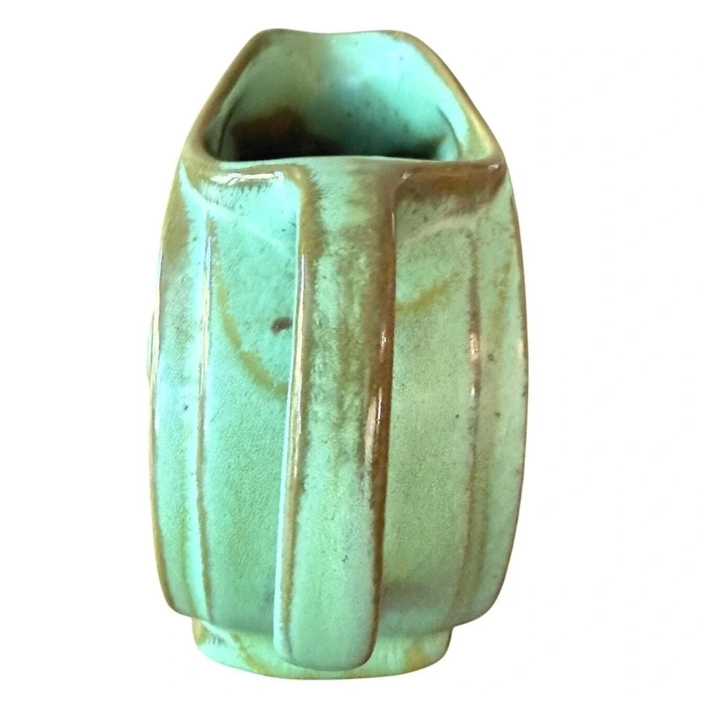 Vintage Frankoma Wagon Wheel Pitcher - Prairie Green Pottery Creamer - Ada Clay