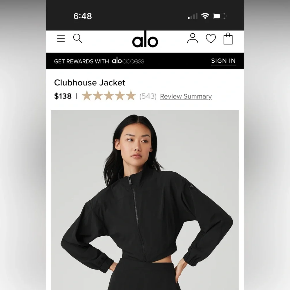 alo yoga clubhouse jacket black