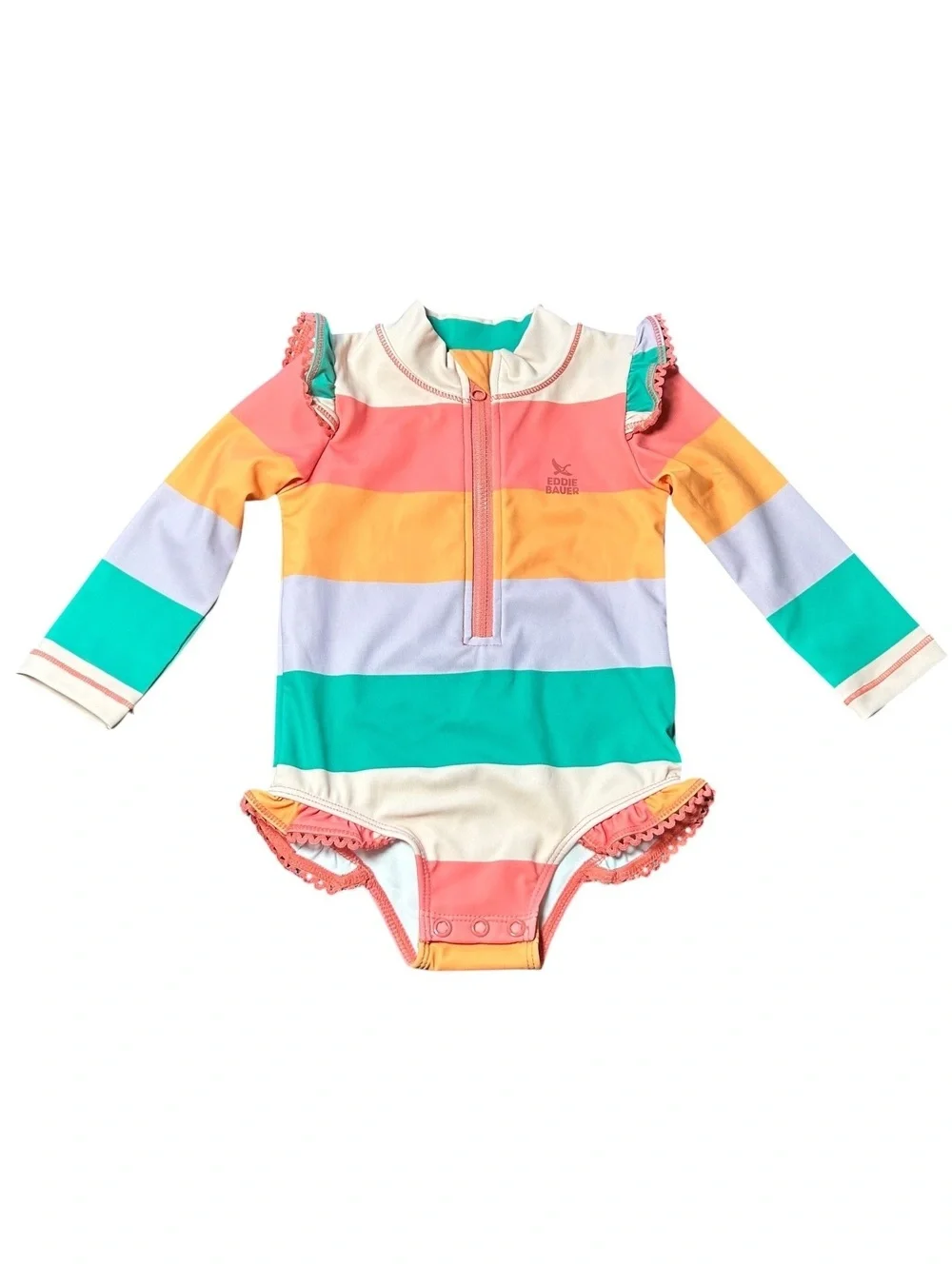 EDDIE BAUER toddler infant girls beach long sleeve rashguard swimsuit size 12M