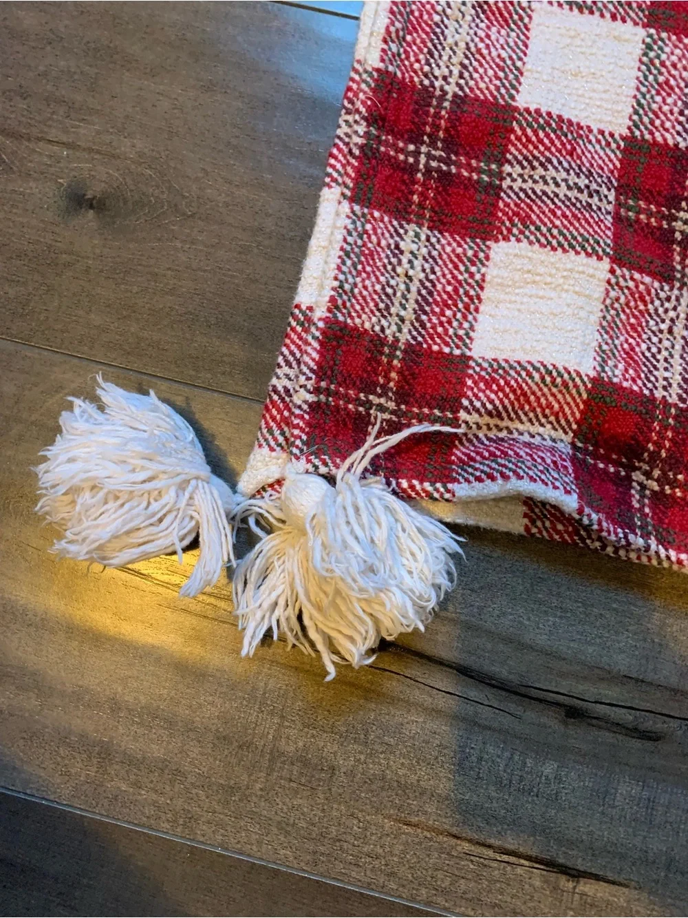 Red and White Plaid Kitchen Runner with Tassels