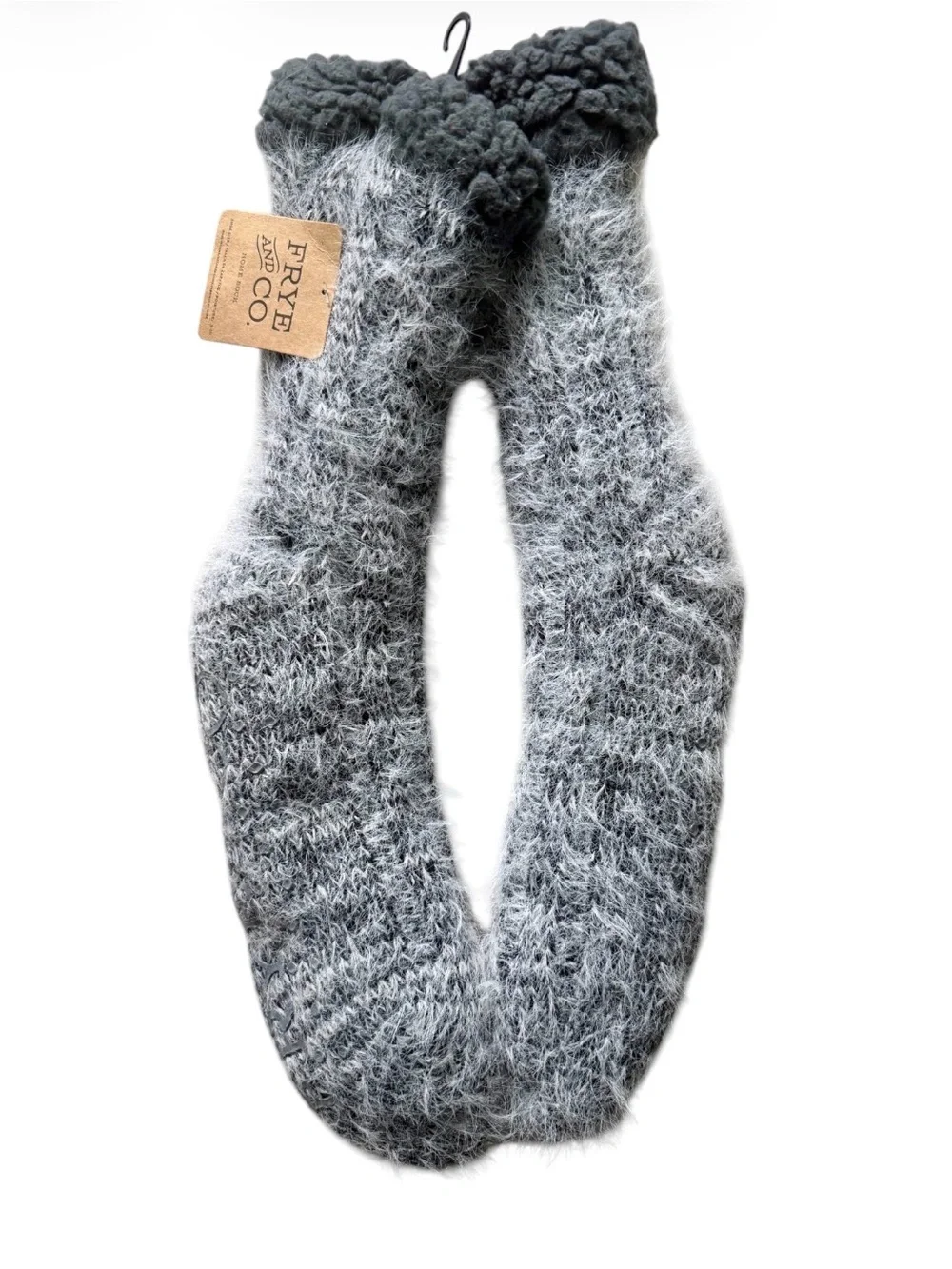 Frye eyelash soft knit non-skid Home Sock. NWT. Shoe size 5-10 Gray