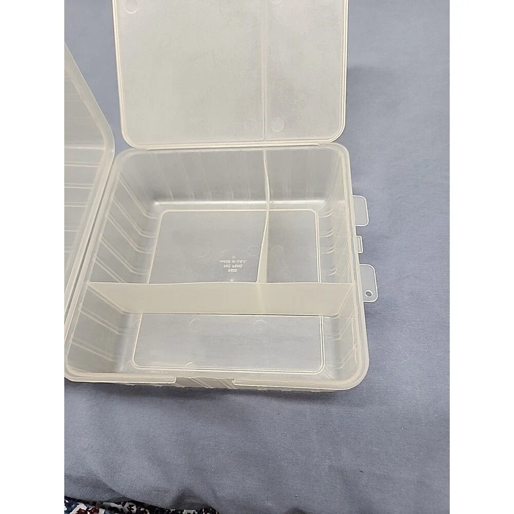 VTG Anchor Hocking Clear Plastic Sheer Lunch Box Model #5803 Made in the USA EUC