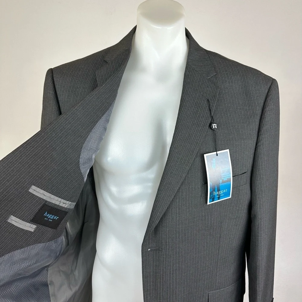 NWT Haggar Charcoal Pinstripe XXL Sport Jacket