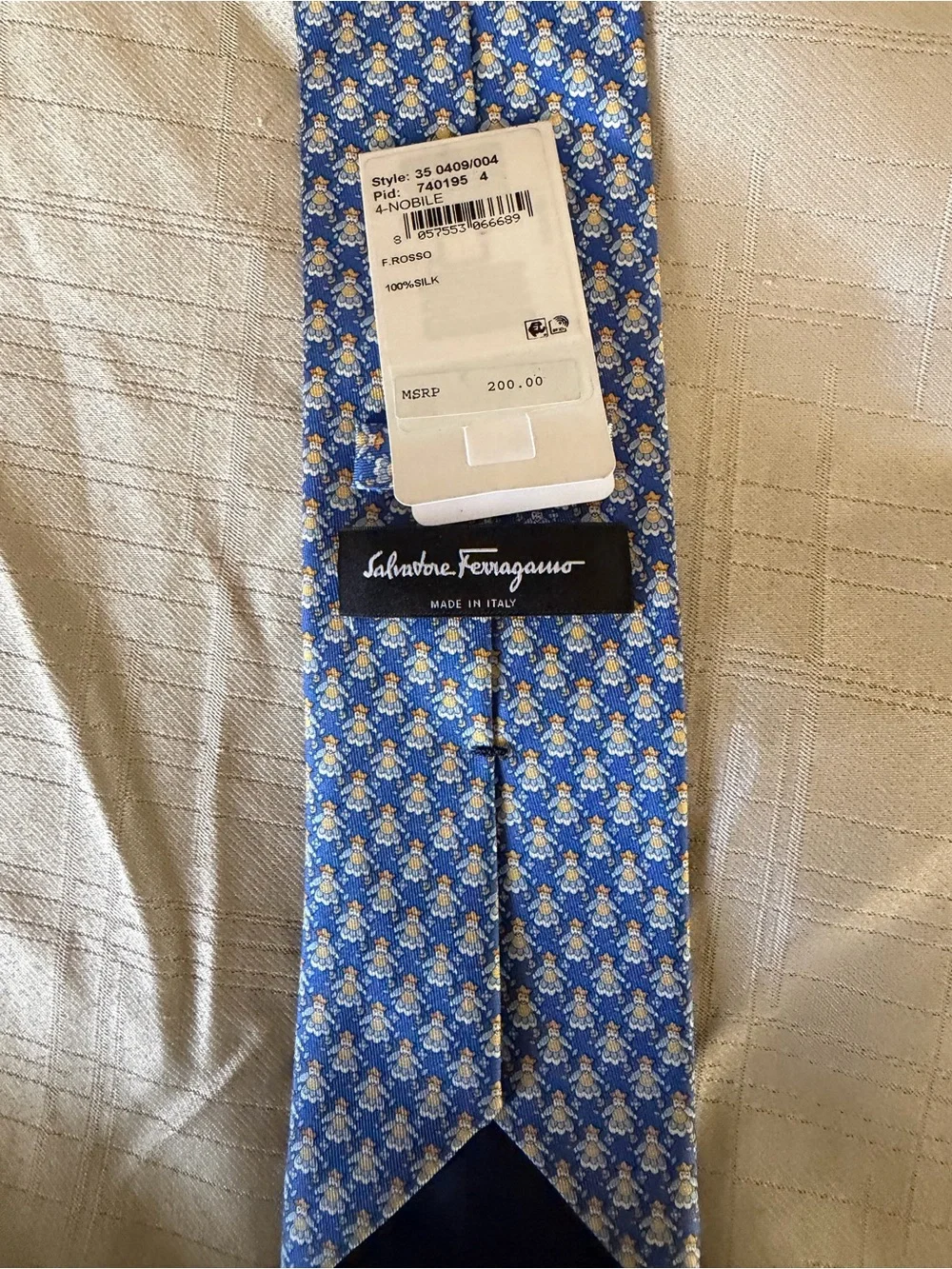 Salvatore Ferragamo Blue Silk Tie with Yellow and White Floral Motif