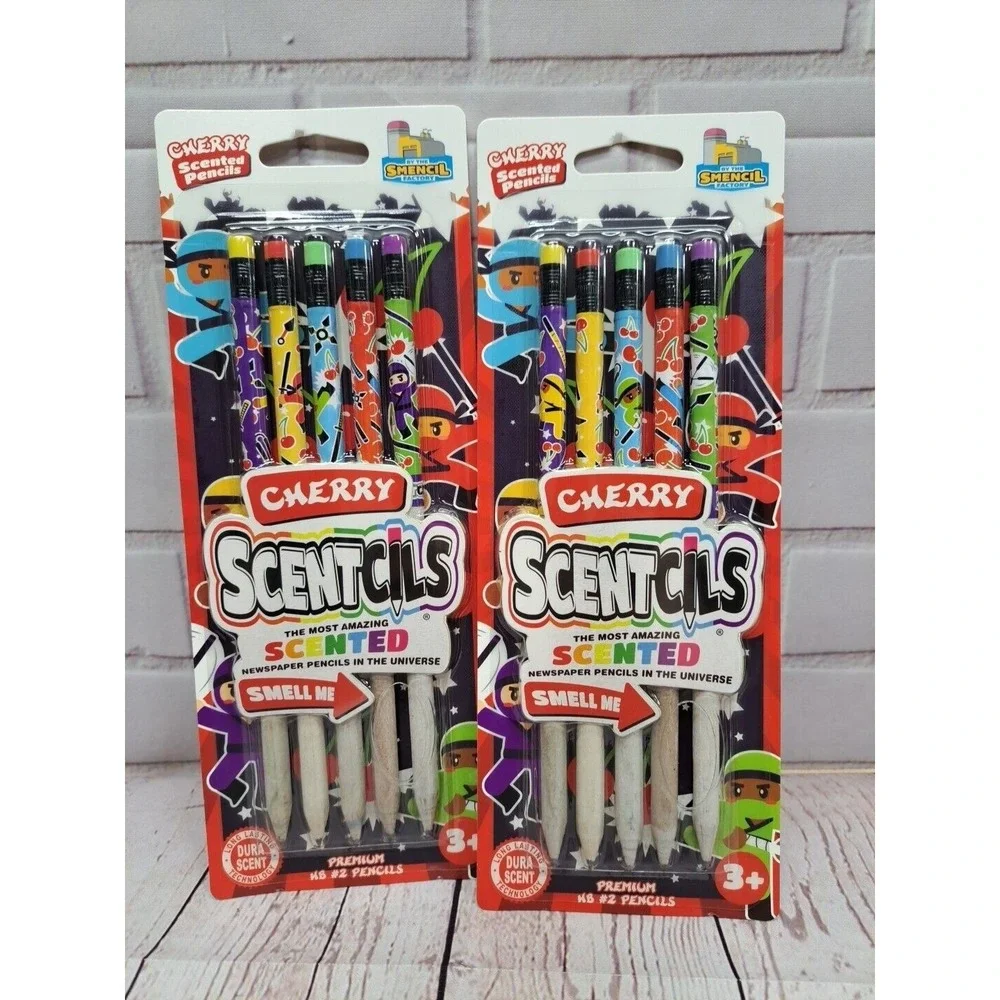 2 Pack Lot, 10 Pcs, Cherry Scentcils Premium #2 Cherry Scented Pencils Ninjas