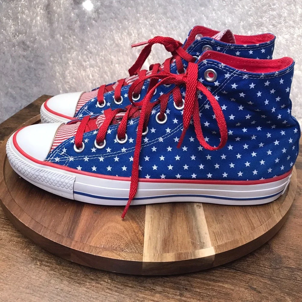 Converse Chuck Taylor All Star High Top Sneakers M 8 W 10 American Flag July 4th