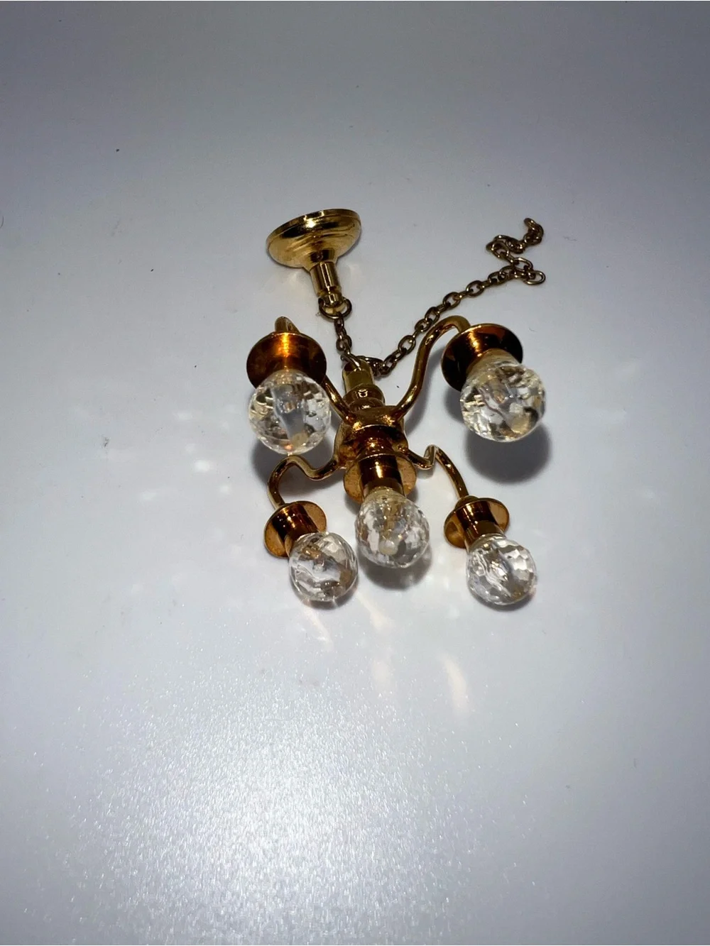 Miniature dollhouse gold-toned chandelier