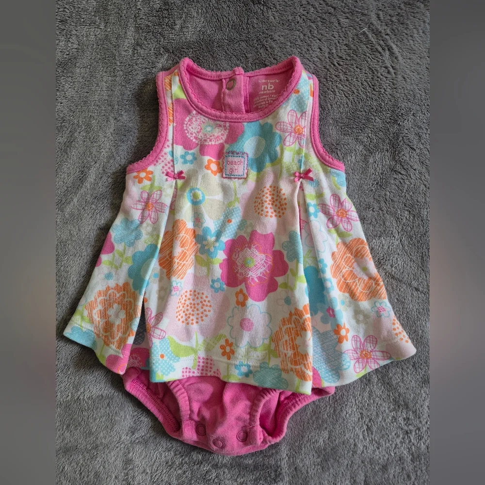Carter's Newborn 100% Cotton  Beach Girl Baby Romper Dress