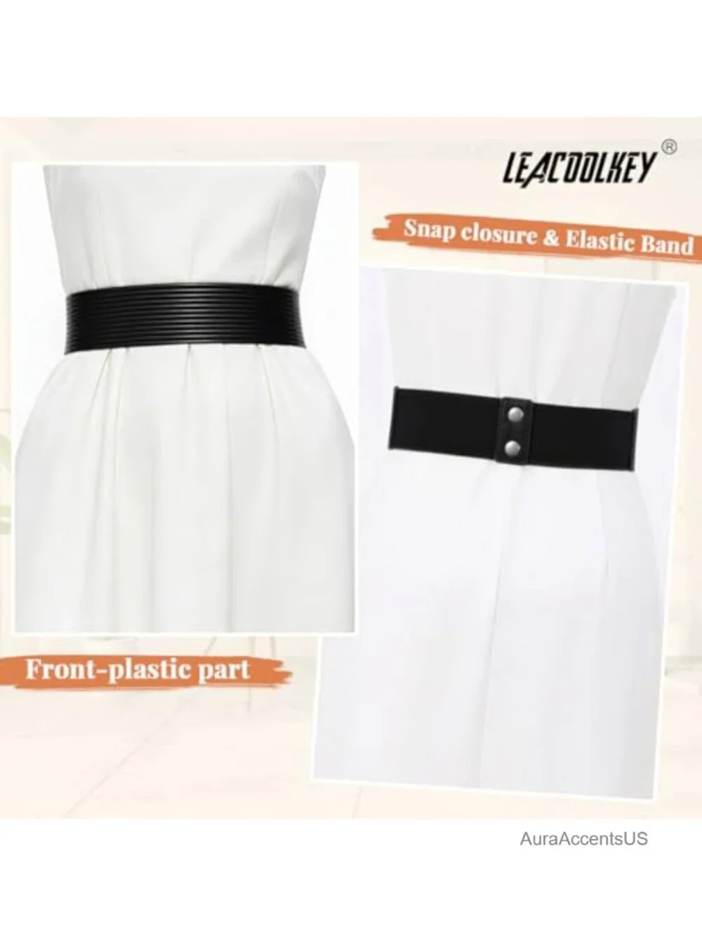 Wide Stretchy Belt for Dress Vintage Elastic Waist Band 2 Inch