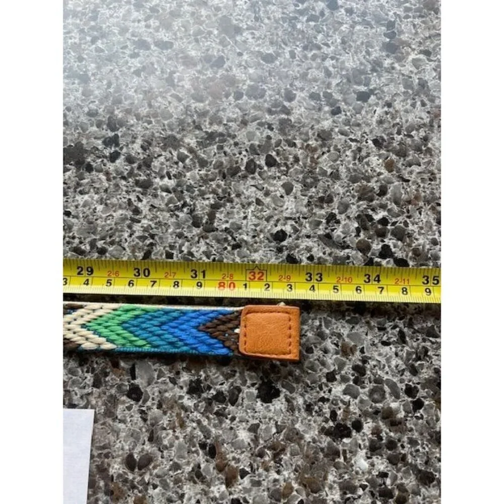 Colorful Woven‎ Belt With Leather LOOK Accents - 32.75 OVERALL  Inches