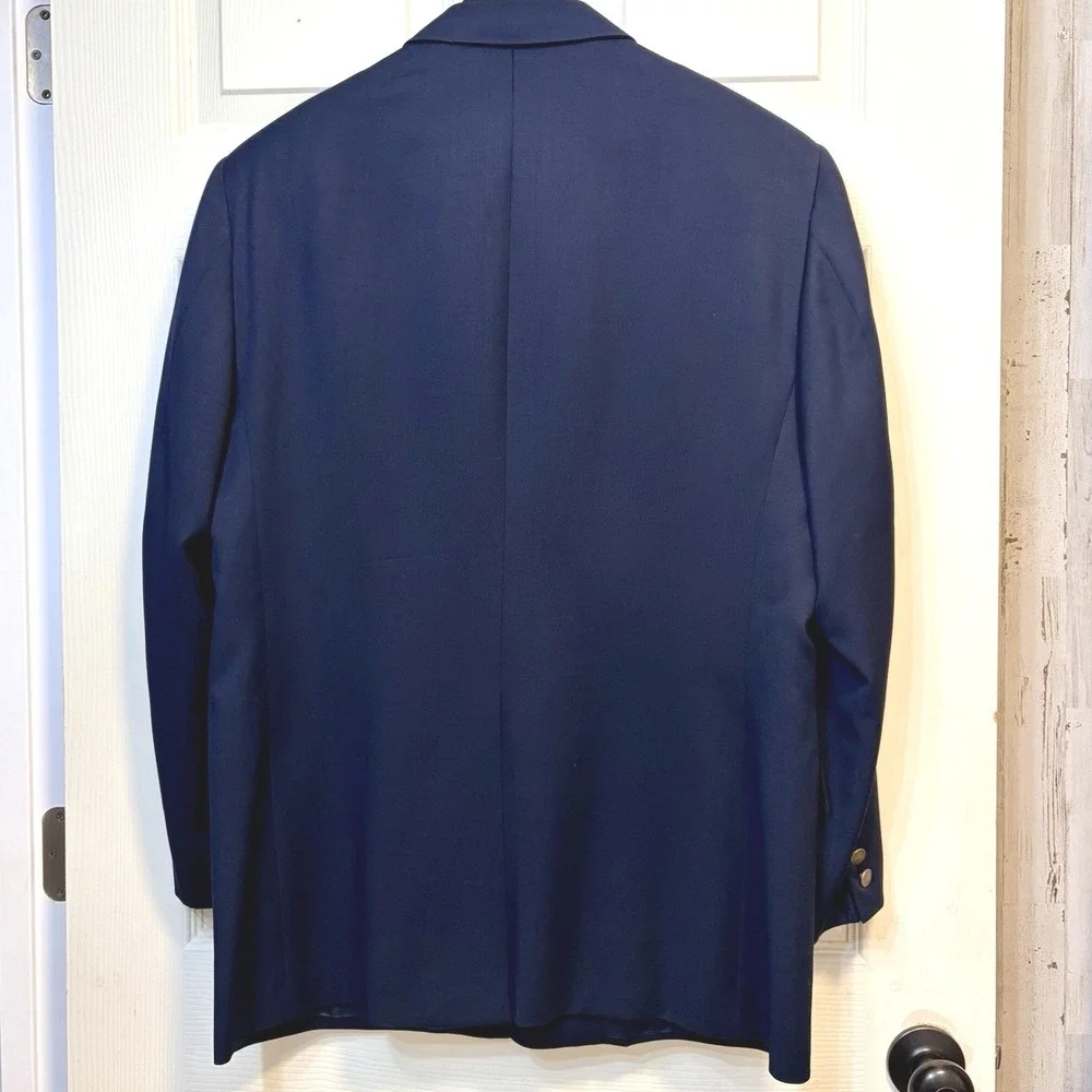 Hickey Freeman Neiman Marcus Boardroom Blazer 44R 100% Wool Navy Mens Sport Coat