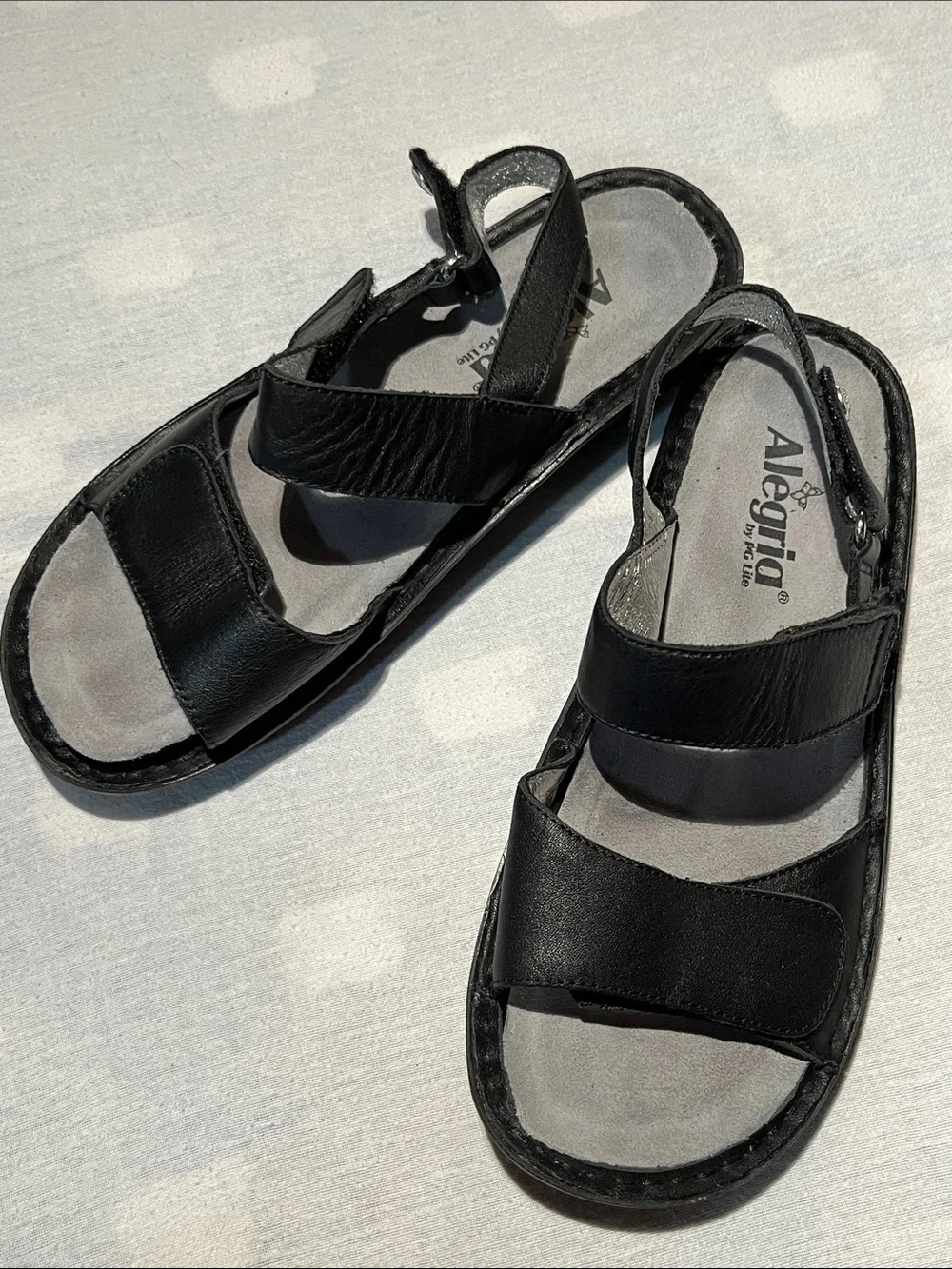 Algeria Verona Style Black Leather Adjustable Sandals - Size 38 (Approx. US 7.5)