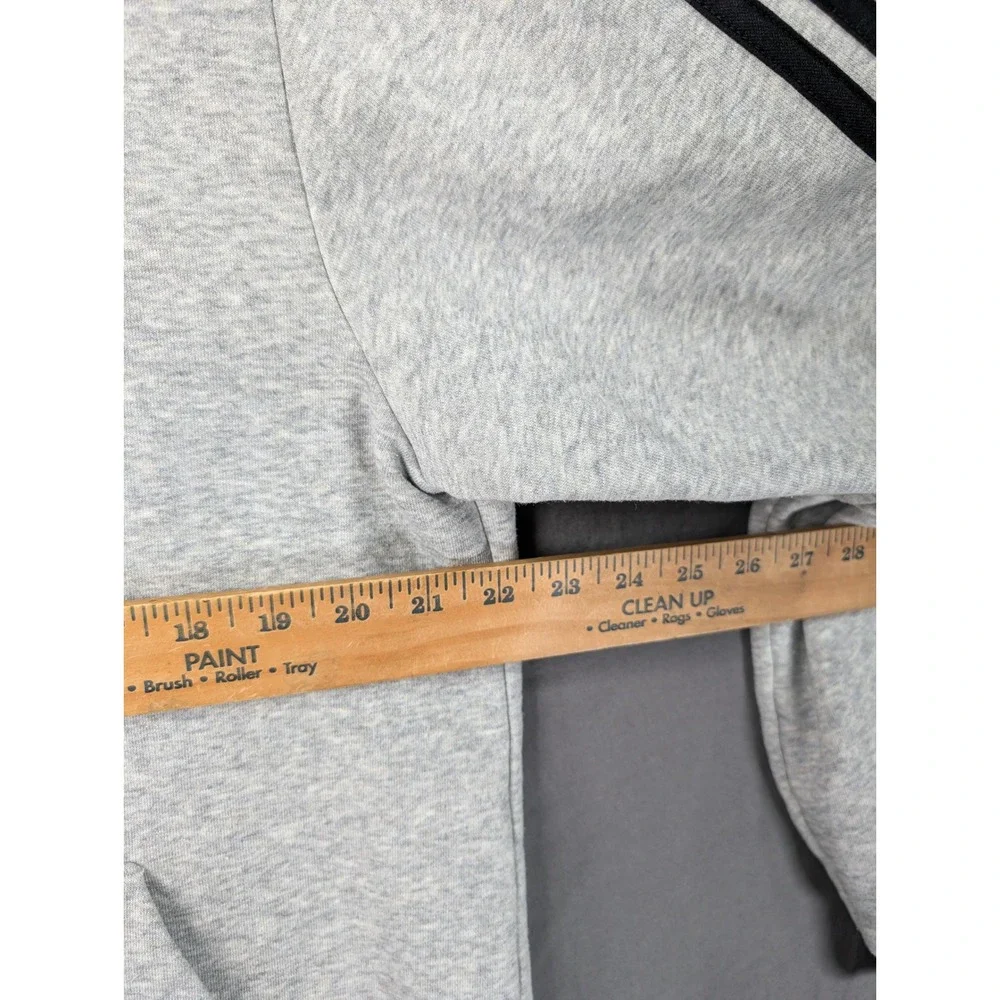 Adidas Mens Gray Essentials 3-Stripes Full Zip Hoodie Sweatshirt Size L 5908