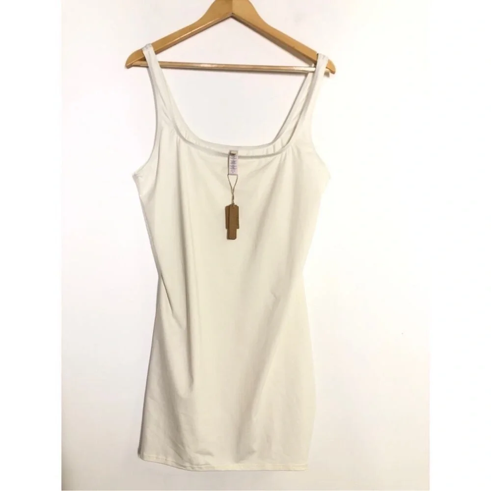SKIMS Signature (B17) Swim Tank Dress Marble White NWT Size L