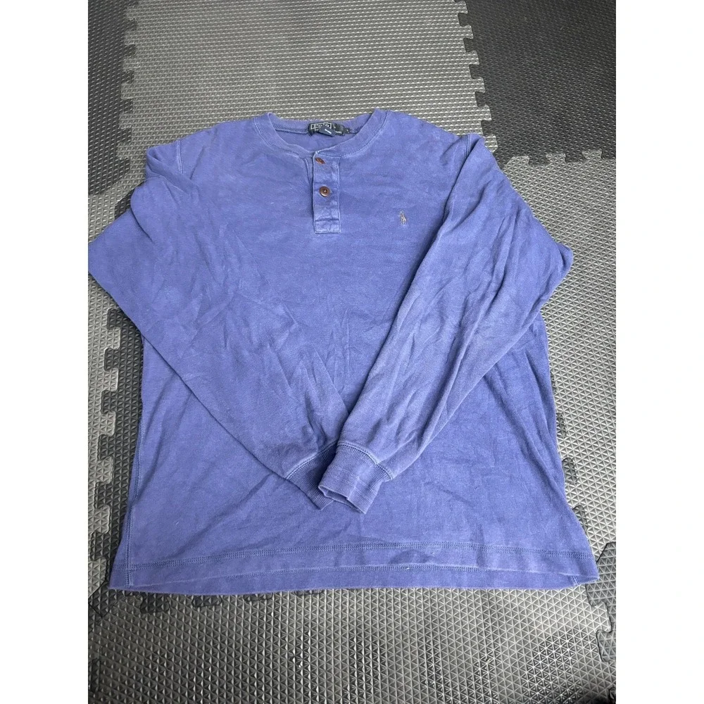 Polo Ralph Lauren Men's Purple Long Sleeve Henley Shirt Embroidered Logo Size L