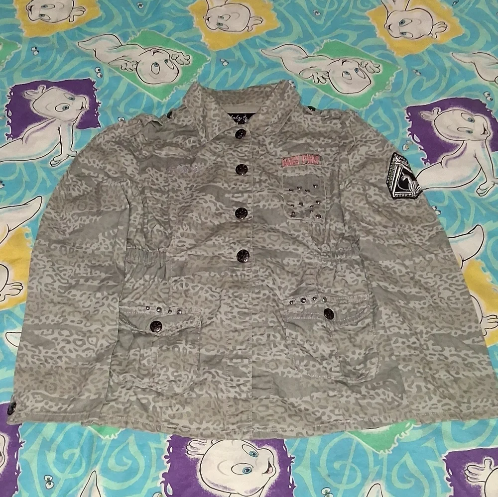 Y2K Baby Phat Vintage Camo Army Jacket Beanie Cap Hat