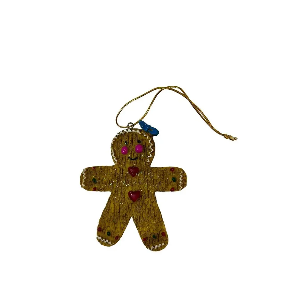 Vintage 3” Gingerbread Girl with Bow Decor Christmas Tree Ornament‎